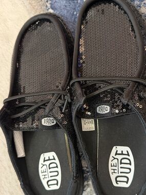 Hey Dude Wendy Slip Sequin Black Shoes Women's Size 10